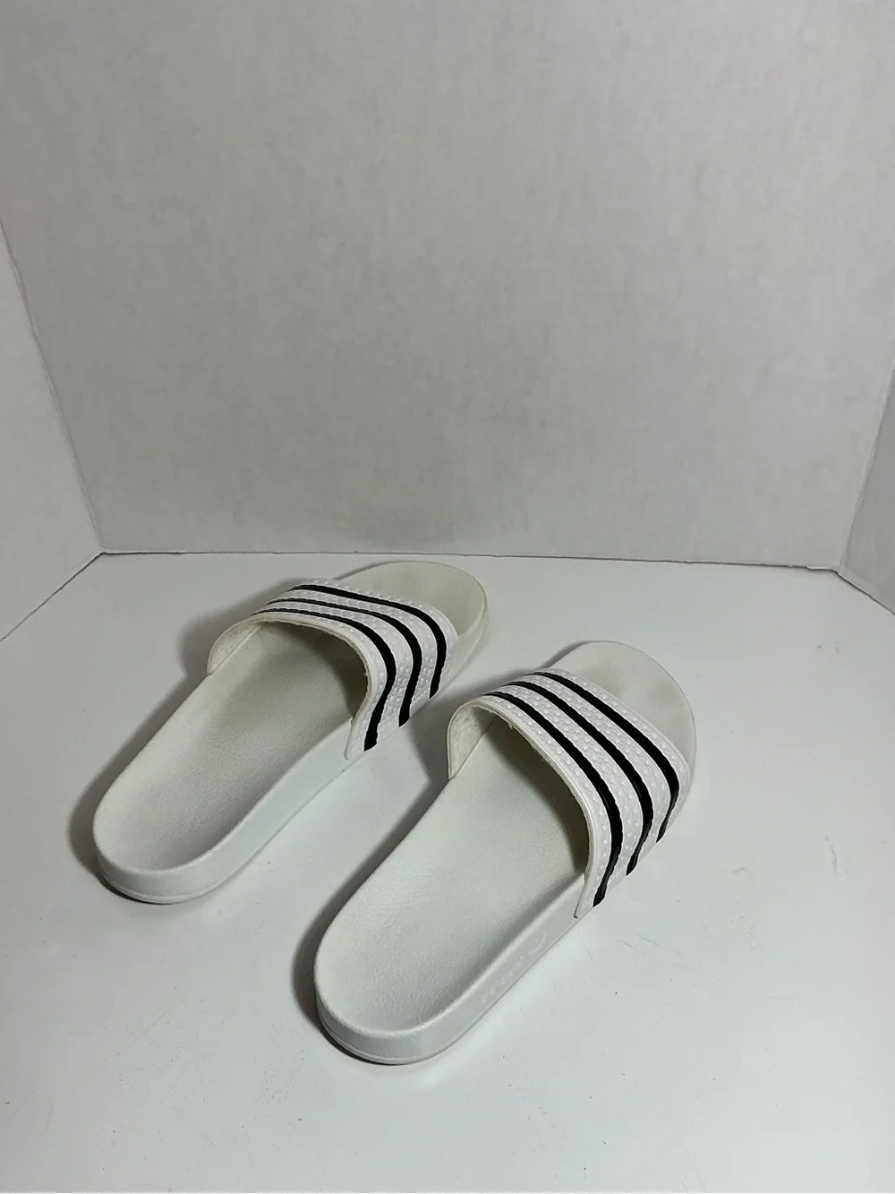Adidas Adilette Slides White Black Male Size 10 280648 Made In Italy 🇮🇹
